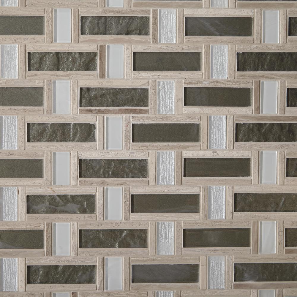 Basketweave Mosaic Tile The Home Depot Stone Decor Greystone 12 In X 6 35mm And Glass
