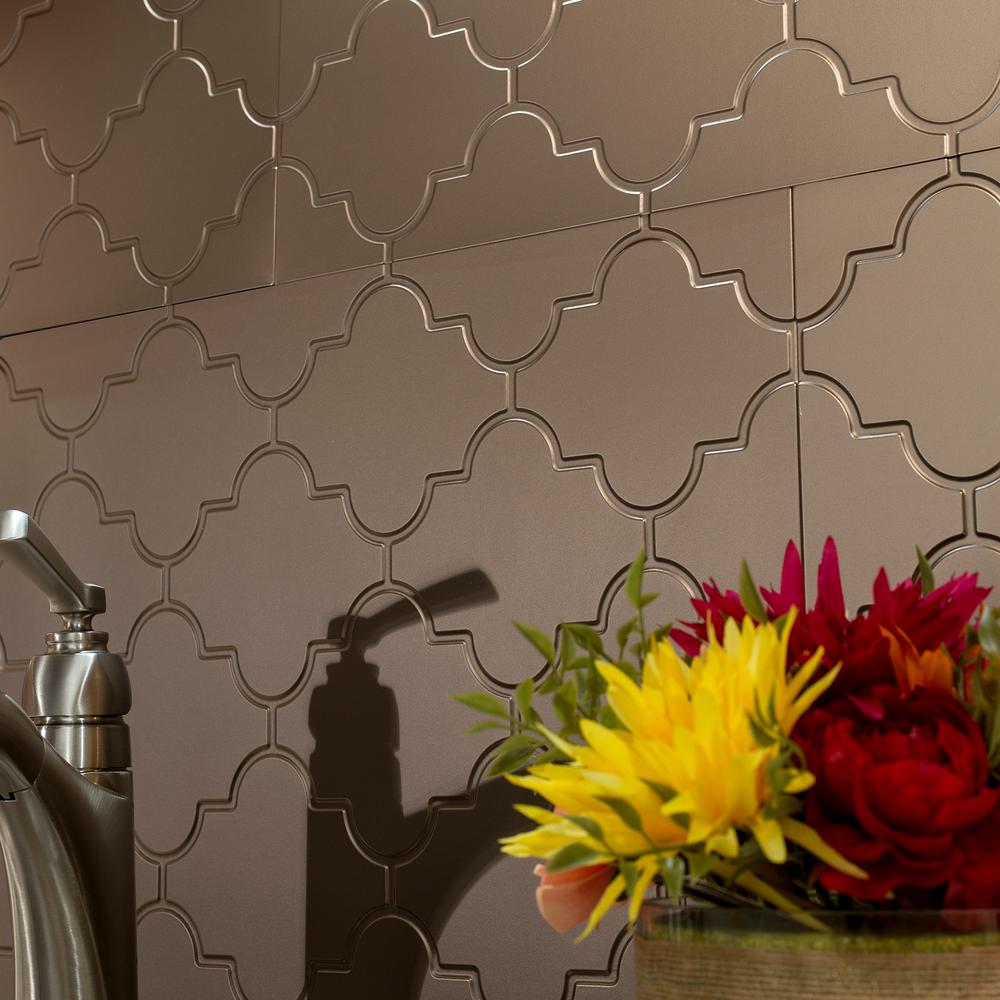 Fasade Traditional 4 18 in. x 24 in. Argent Bronze Vinyl Decorative Wall Tile Backsplash 18 sq