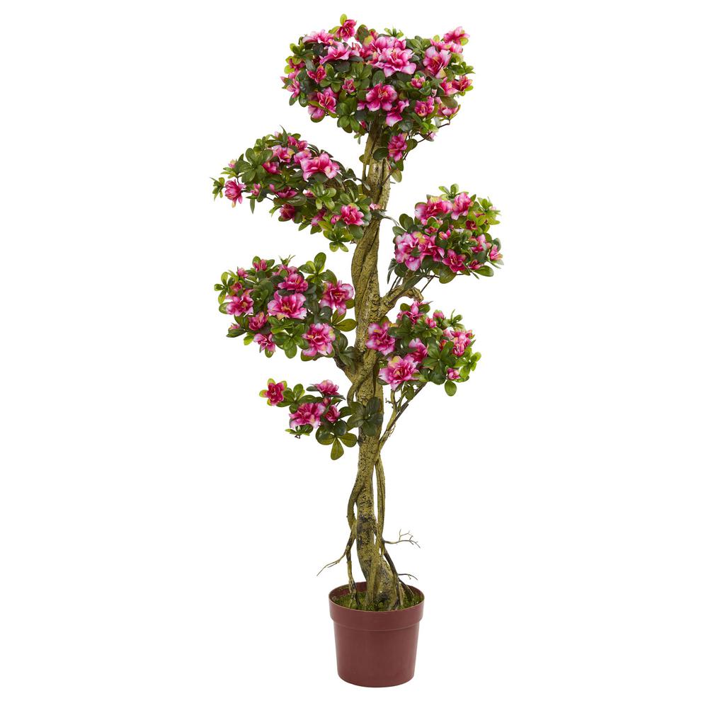 Nearly Natural 5 Ft Azalea Artificial Tree 5506 The Home Depot Azalea Artificial Tree