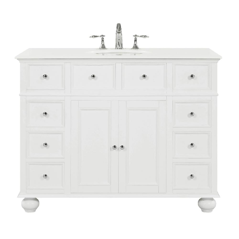 Home Decorators Collection Hampton Harbor 44 In W X 22 D White Bath Vanity With Natural Marble Top Sink