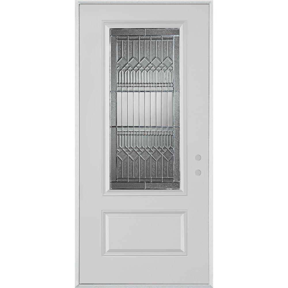 Stanley Doors 32 In X 80 Lanza Zinc 3 4 Lite 1 Panel Painted Stanley Doors 32 In X 80 Lanza Zinc 3 4 Lite 1 Panel Painted White Steel Prehung Front Door 1546e Bn L Z The Home Depot