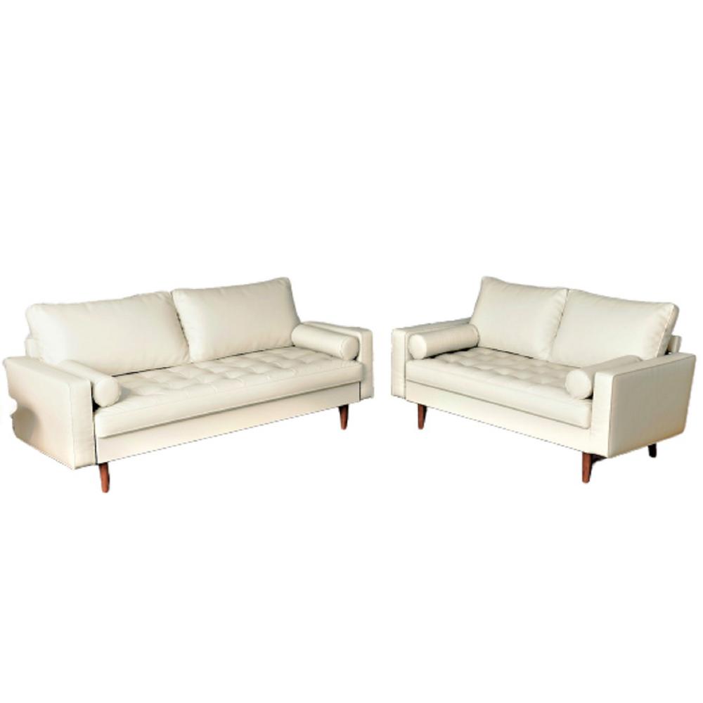 US PRIDE FURNITURE Lincoln White Tufted Seat Living Room Set 2 Piece S5454 L S The Home Depot