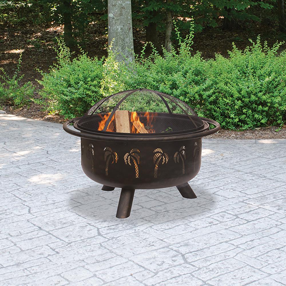 Uniflame 30 In D Drawn Bronze Wood Burning Fire Pit With Heavy