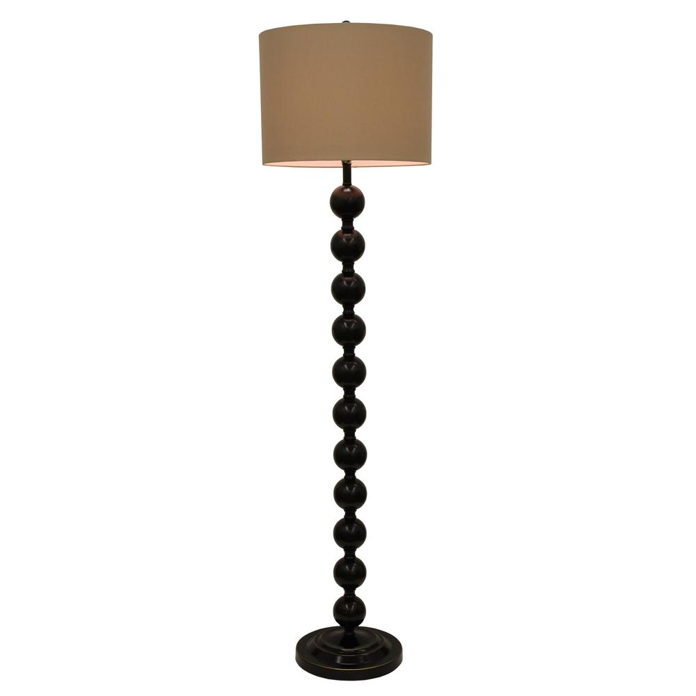 Decor Therapy Repeat Stacked Ball 59 In Bronze Floor Lamp With Faux Silk Shade