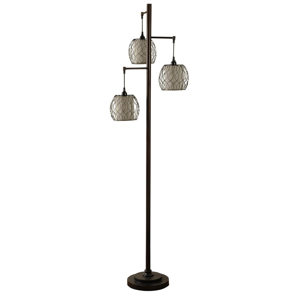 Stylecraft 72 In Bronze Floor Lamp With Geneva Ivory Hardback