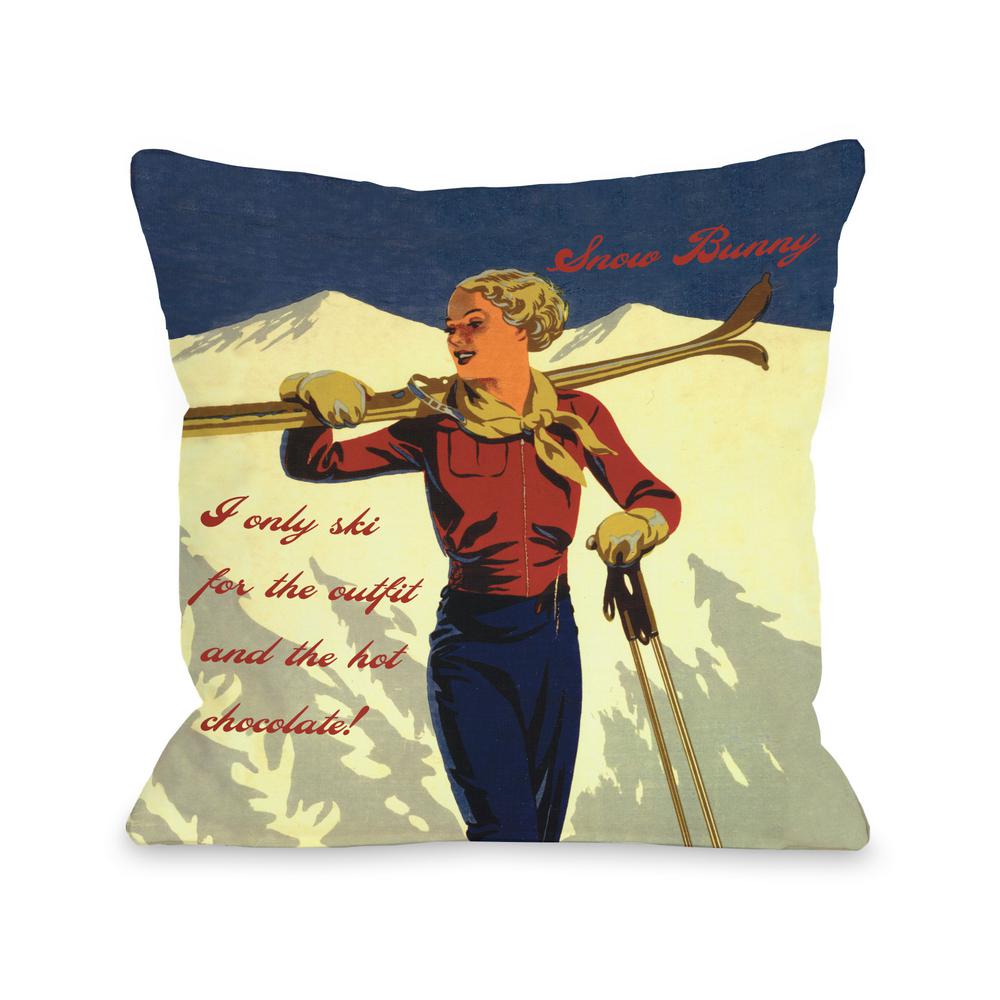 Snow Bunny Vintage Ski 16 in. x 16 in. Decorative Pillow ...