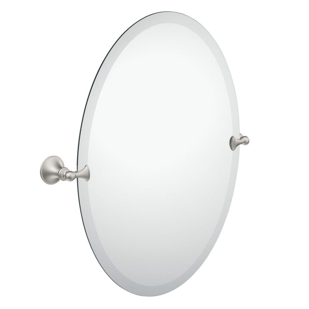 moen glenshire 26 in. x 22 in. frameless pivoting wall mirror in