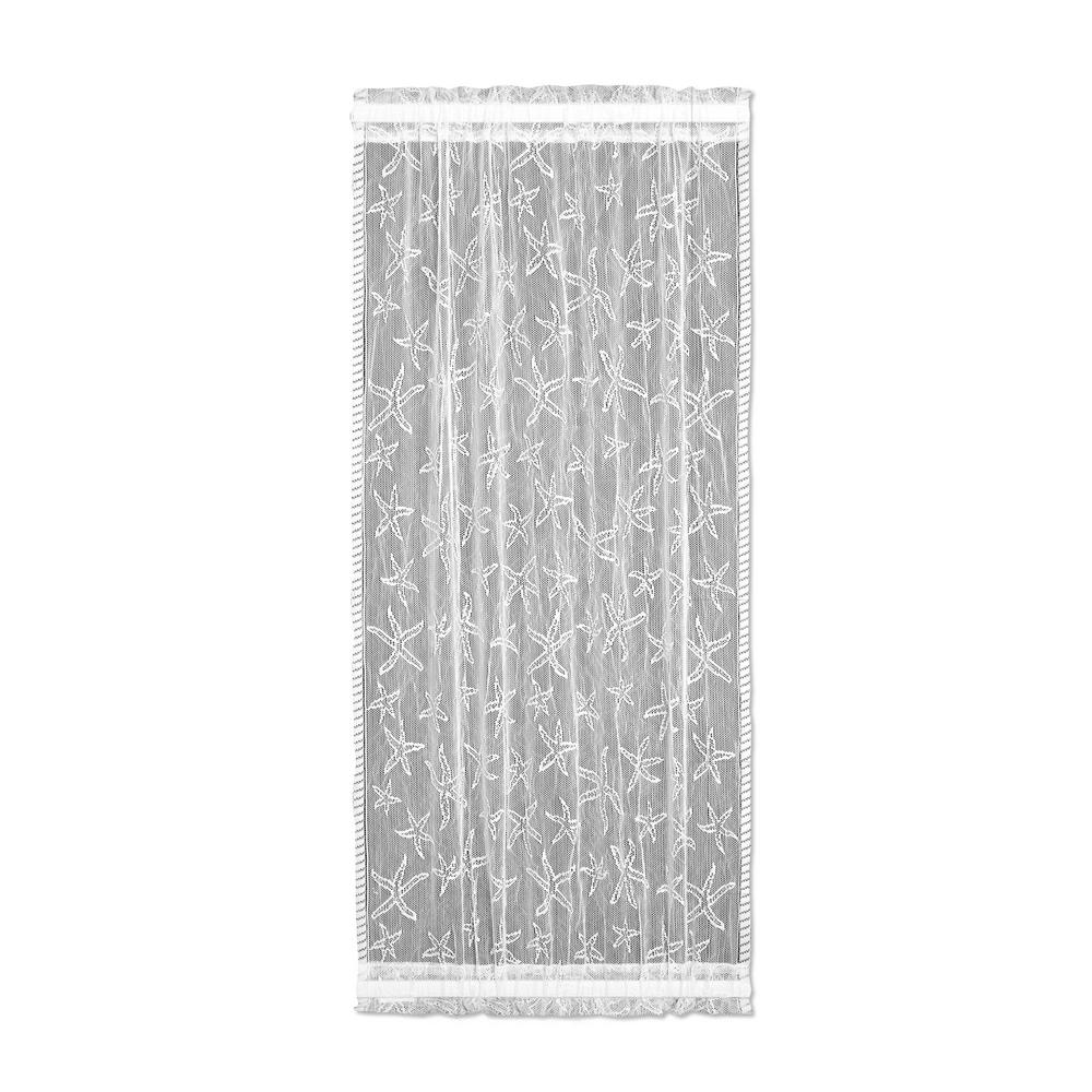 Heritage Lace Starfish White Polyester Light Filtering Lace Sidelight Curtain Panel 15 In W X 50 In L 7255w 1550sl The Home Depot