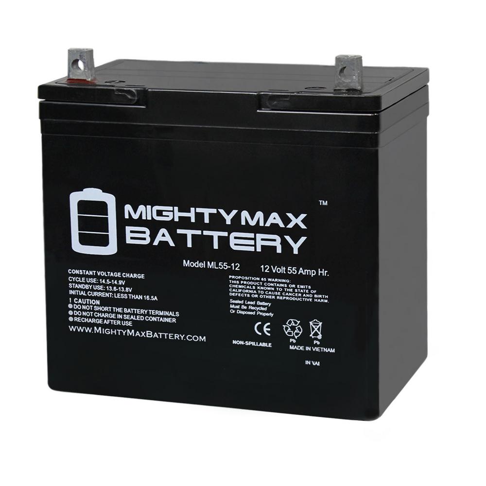 MIGHTY MAX BATTERY 12-Volt 55 Ah Rechargeable Sealed Lead Acid (SLA ...