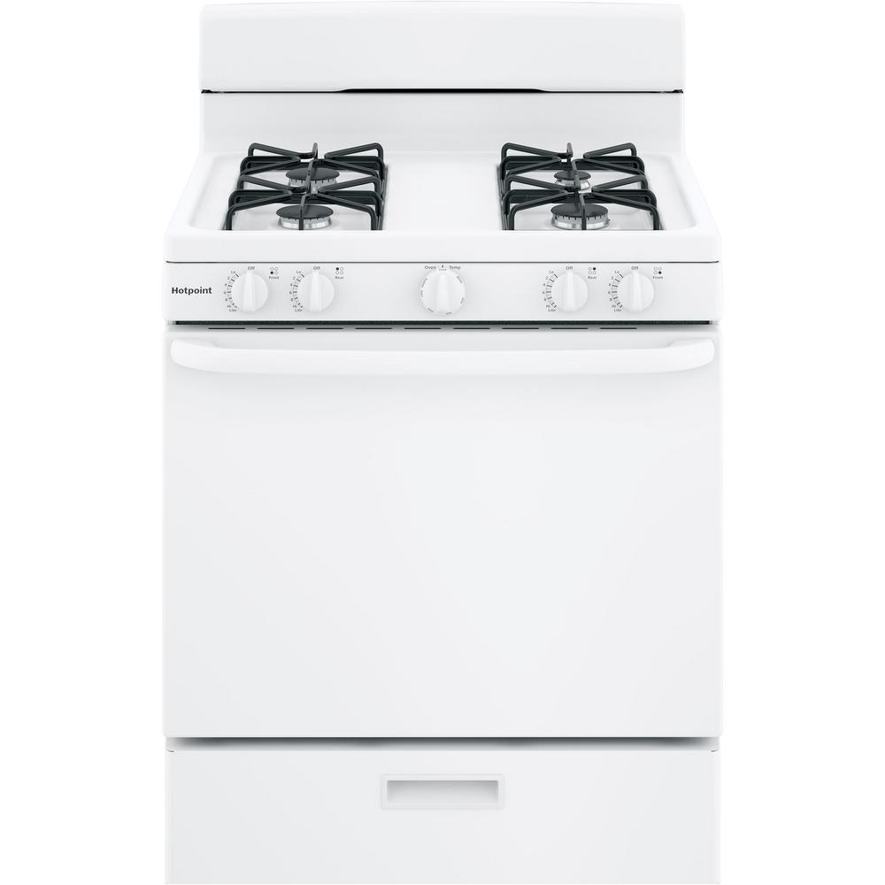 Hotpoint 30 In 4 8 Cu Ft Gas Range Oven In White Rgbs300dmww