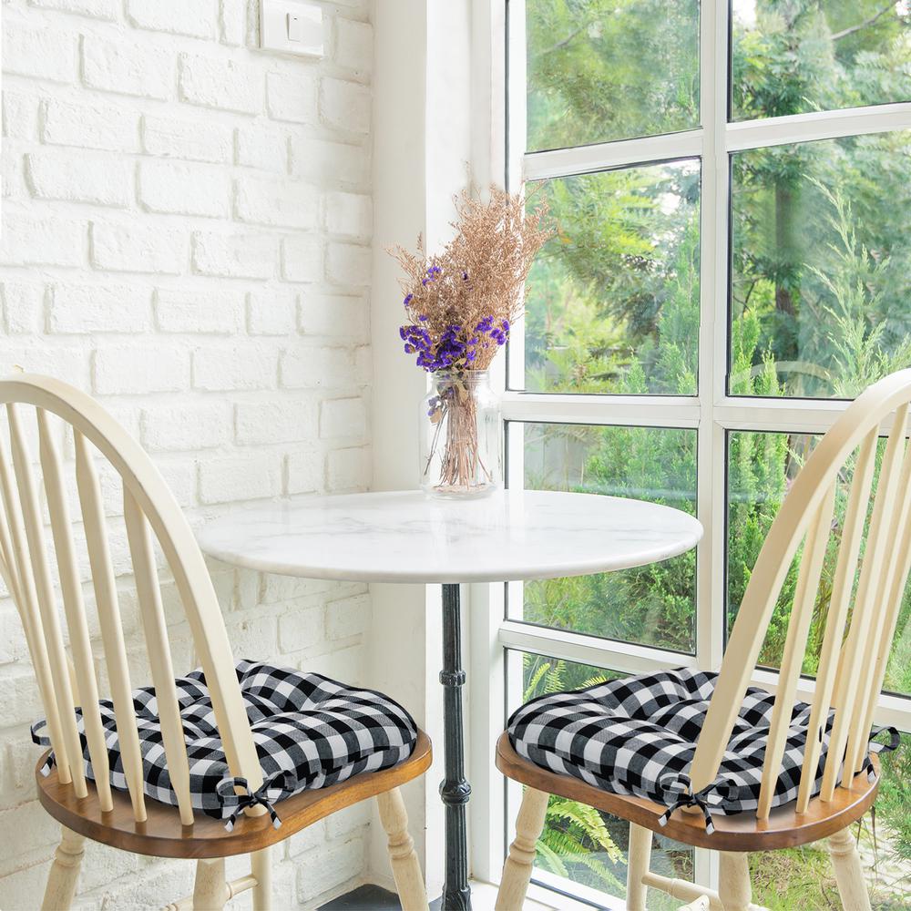 black and white gingham chair pads