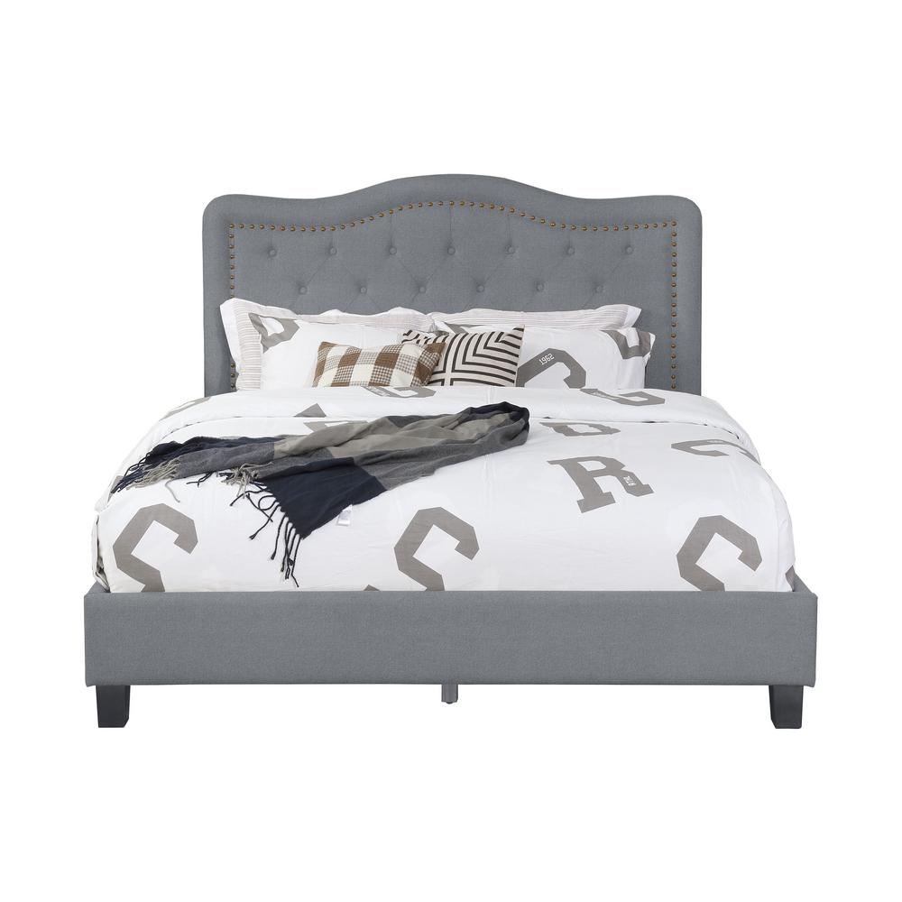 Eastern Nailhead Gray King Size Upholstered Panel Bed 55013 85gy Eastern Nailhead Gray King Size Upholstered Panel Bed
