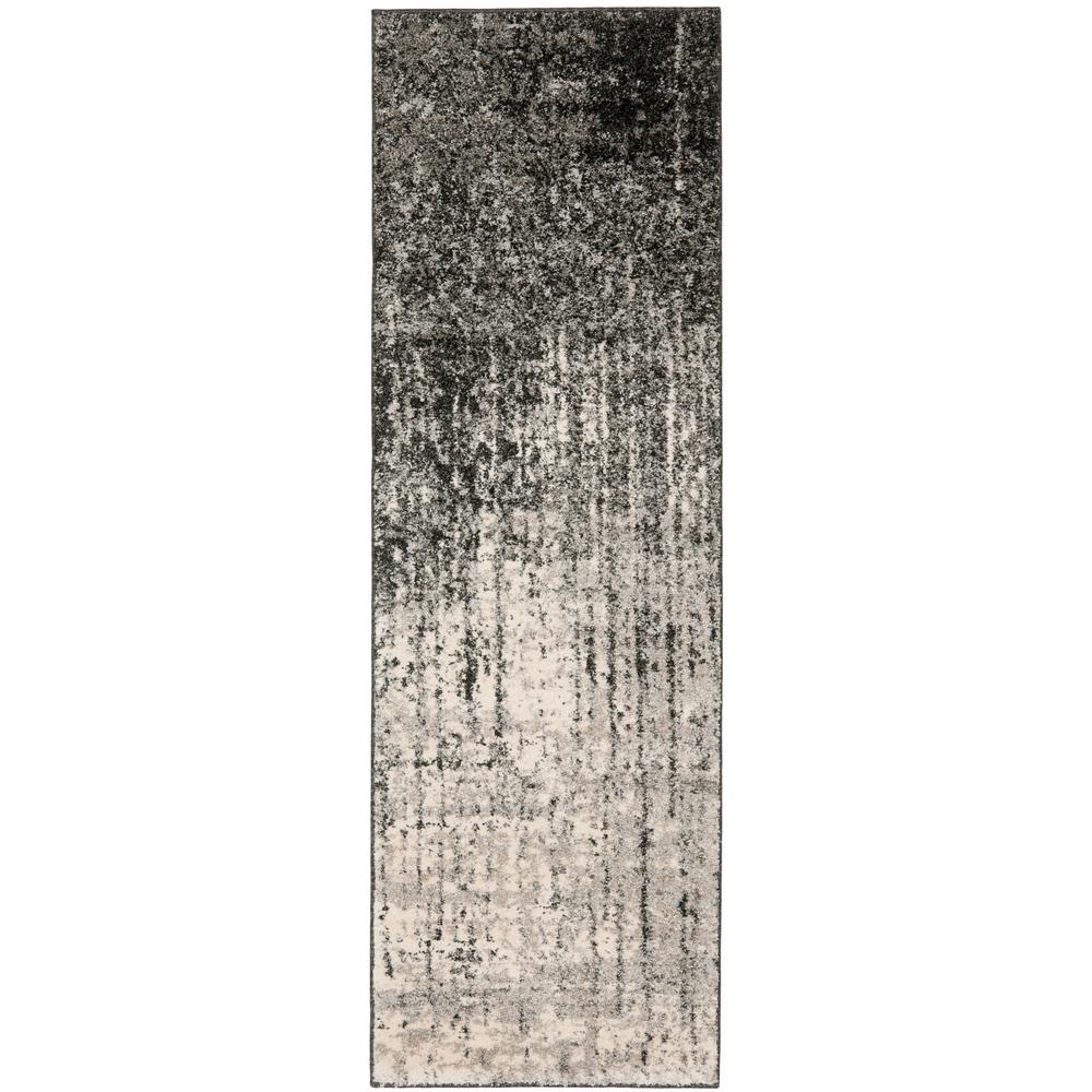 Safavieh Retro Black Light Gray 2 Ft X 13 Runner Rug