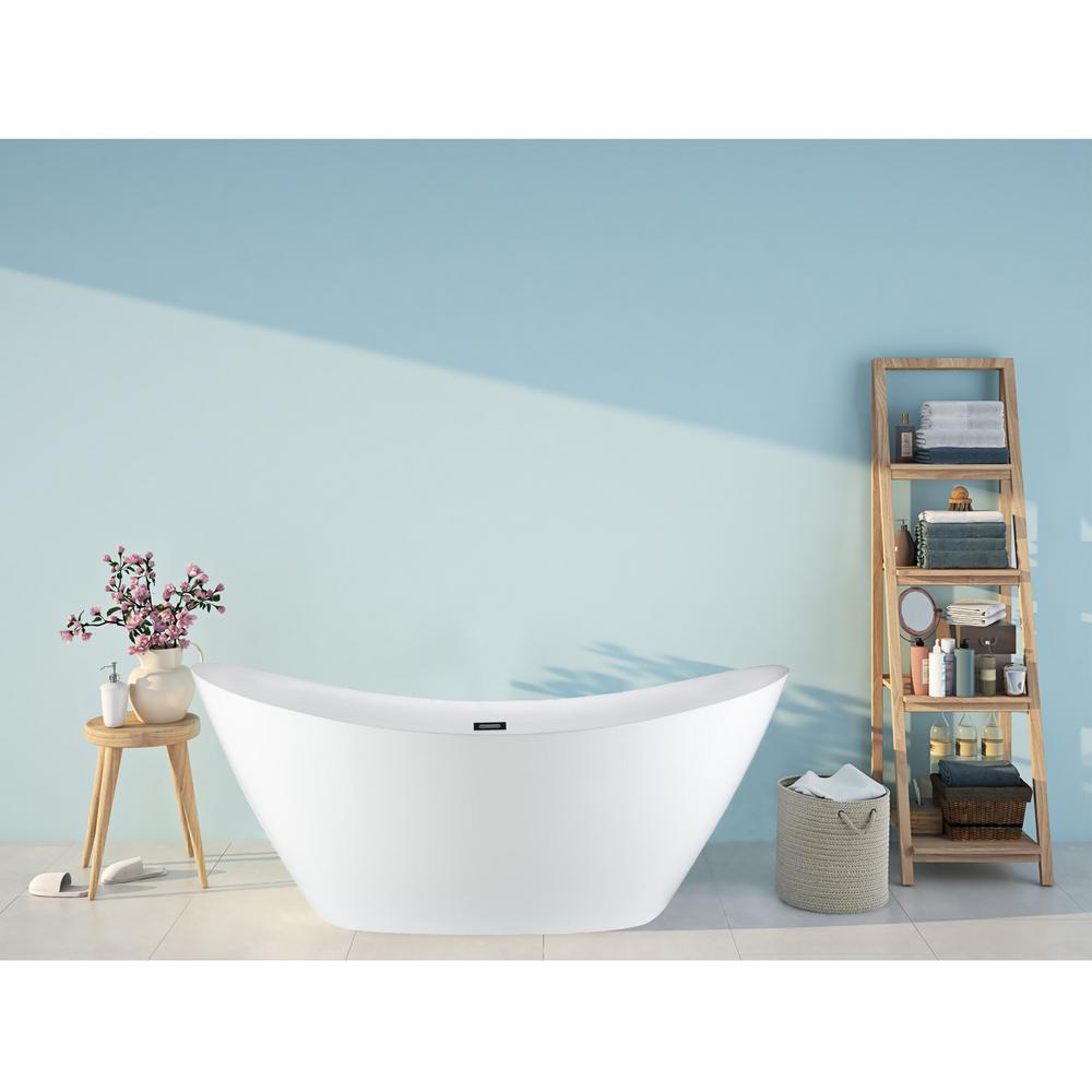 PULSE Showerspas 70 in. Acrylic Freestanding Flatbottom Bathtub in