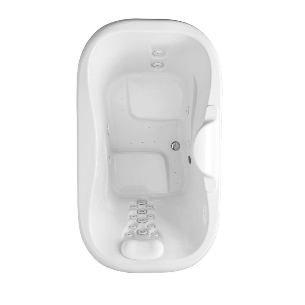Aquatic Infinity 7 - 72 in. Acrylic Center Drain Oval Drop-In Air Bath/ Whirlpool Bathtub with Heater in White For Sale