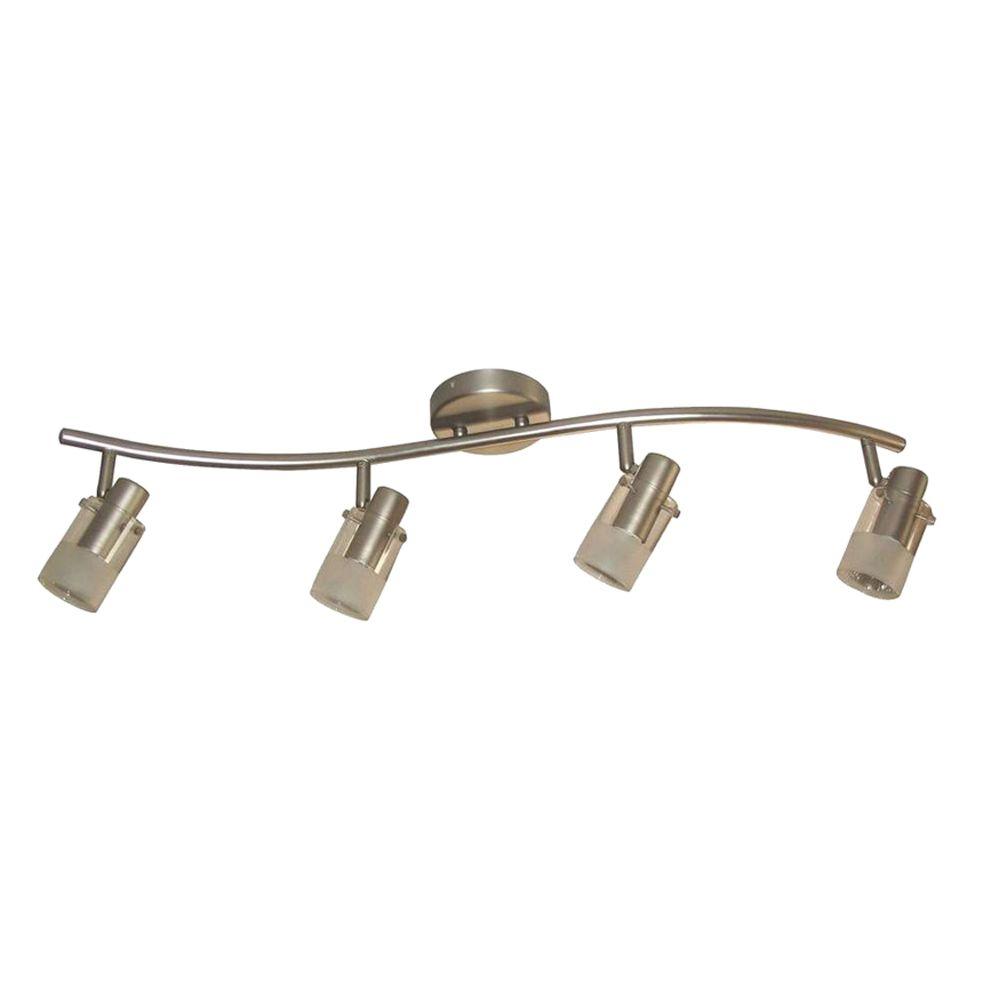 Hampton Bay 4-light Brushed Steel Wave Bar Track Lighting Fixture With Cylinder