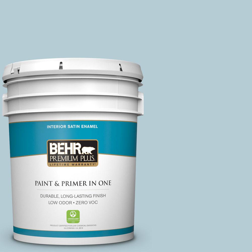 BEHR Premium Plus 5 Gal 530E 3 Sonata Zero VOC Satin Enamel Interior Paint 705005 The Home Depot