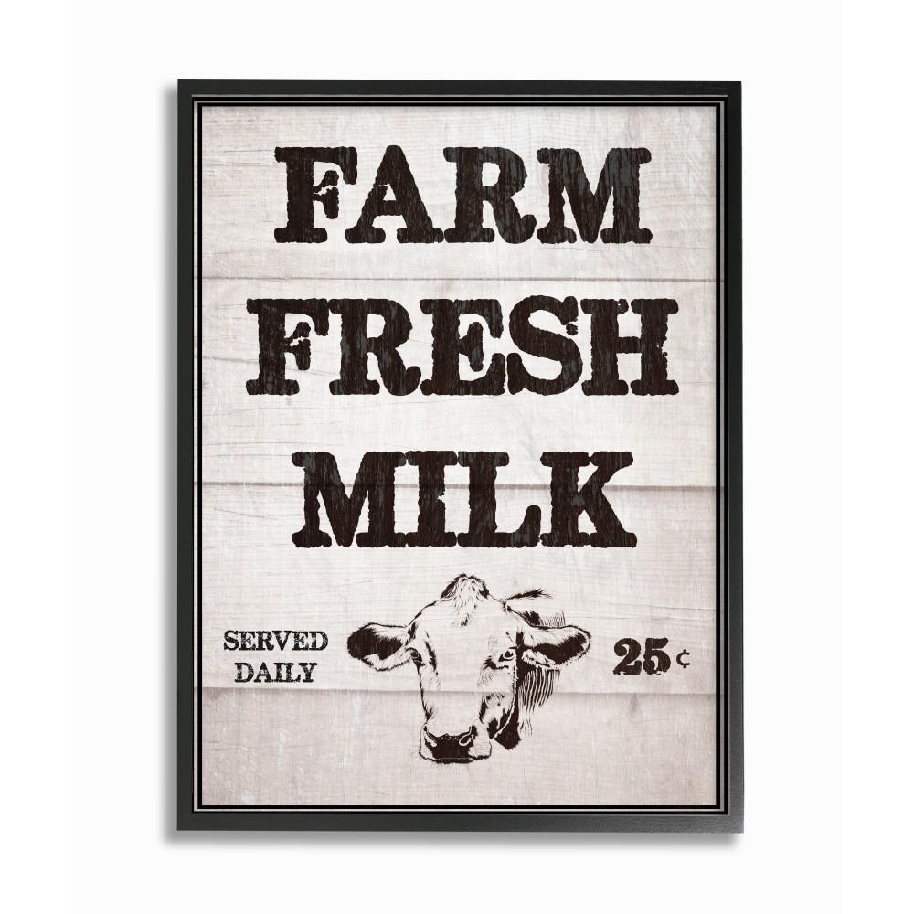 11 In X 14 In Farm Fresh Milk Vintage Sign By Daphne Polselli Wood Framed Wall Art