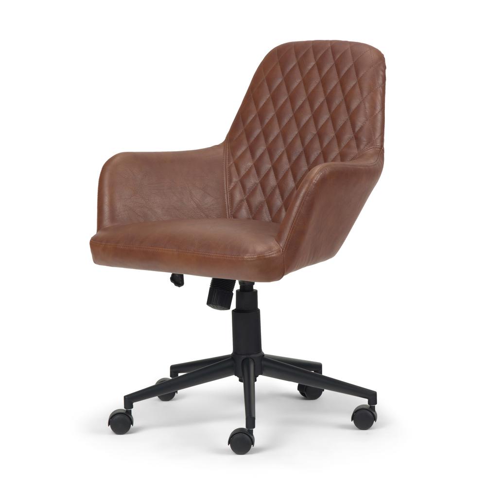 Simpli Home Goodwin Distressed Cognac Swivel Adjule