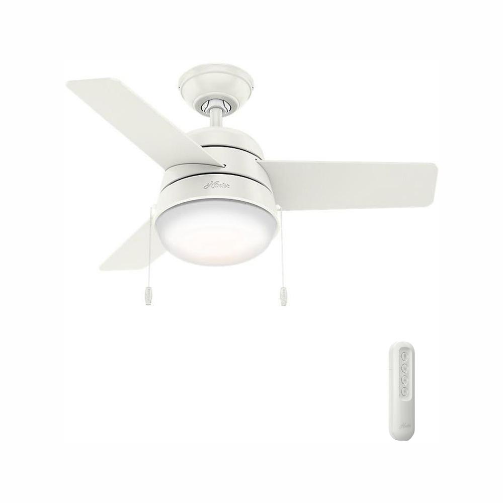 Aker 36 In Led Indoor Fresh White Ceiling Fan With Light And Bundled Handheld Remote Control
