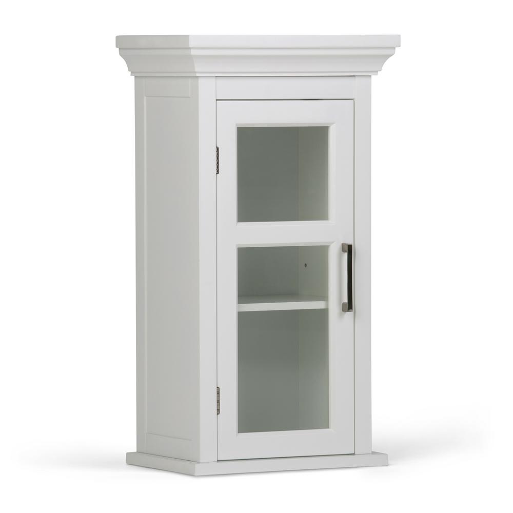 Simpli Home Avington 15 In W X 27 In H X 10 In D Wall Bath Cabinet With Cubbies In White Axcbc 005 Wh The Home Depot