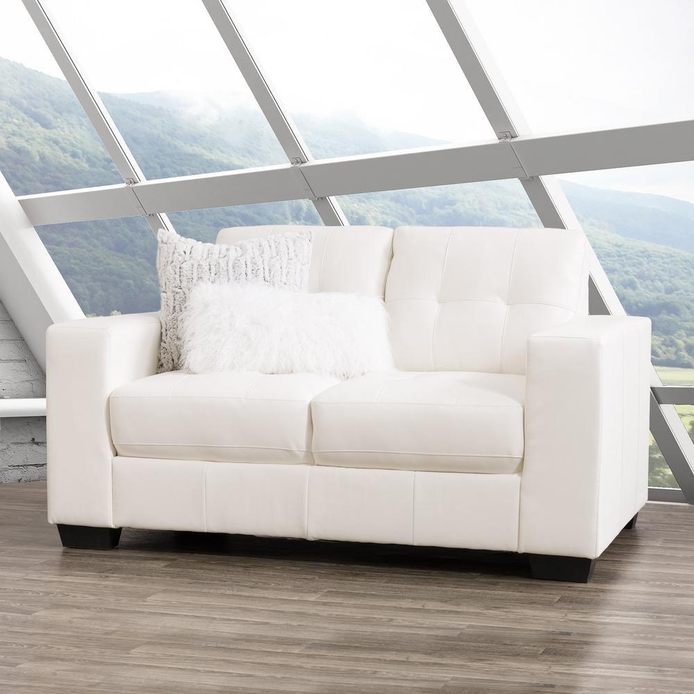Corliving Club Tufted White Bonded Leather Loveseat Lzy 111 L Corliving Club Tufted White Bonded