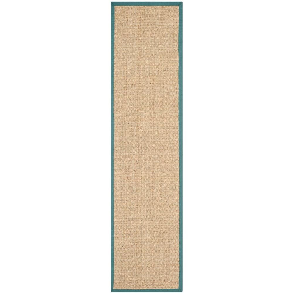 Safavieh Natural Fiber Beige Light Blue 3 Ft X 10 Runner Rug Safavieh Natural Fiber Beige Light Blue 3 Ft X 10 Runner Rug