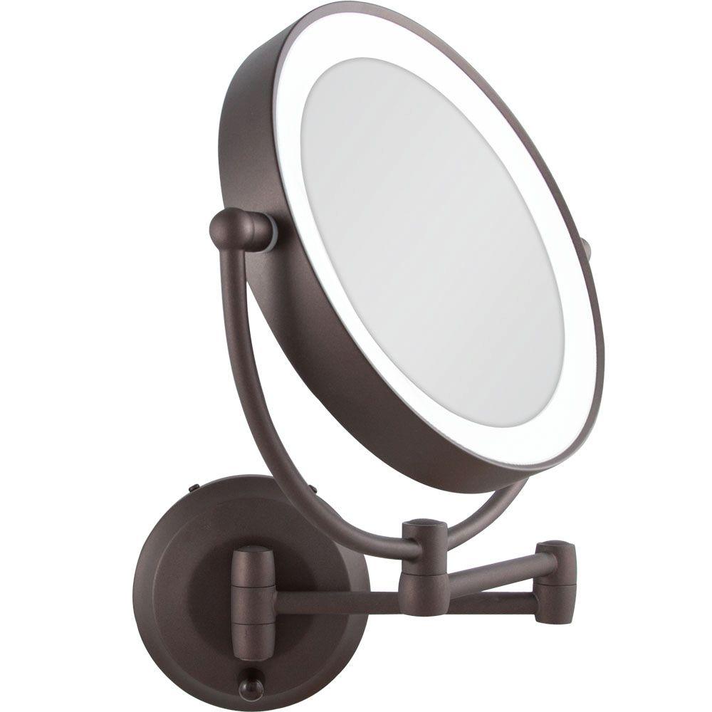 Led Lighted Round Wall Mount, Wall Mounted Vanity Mirror 10x