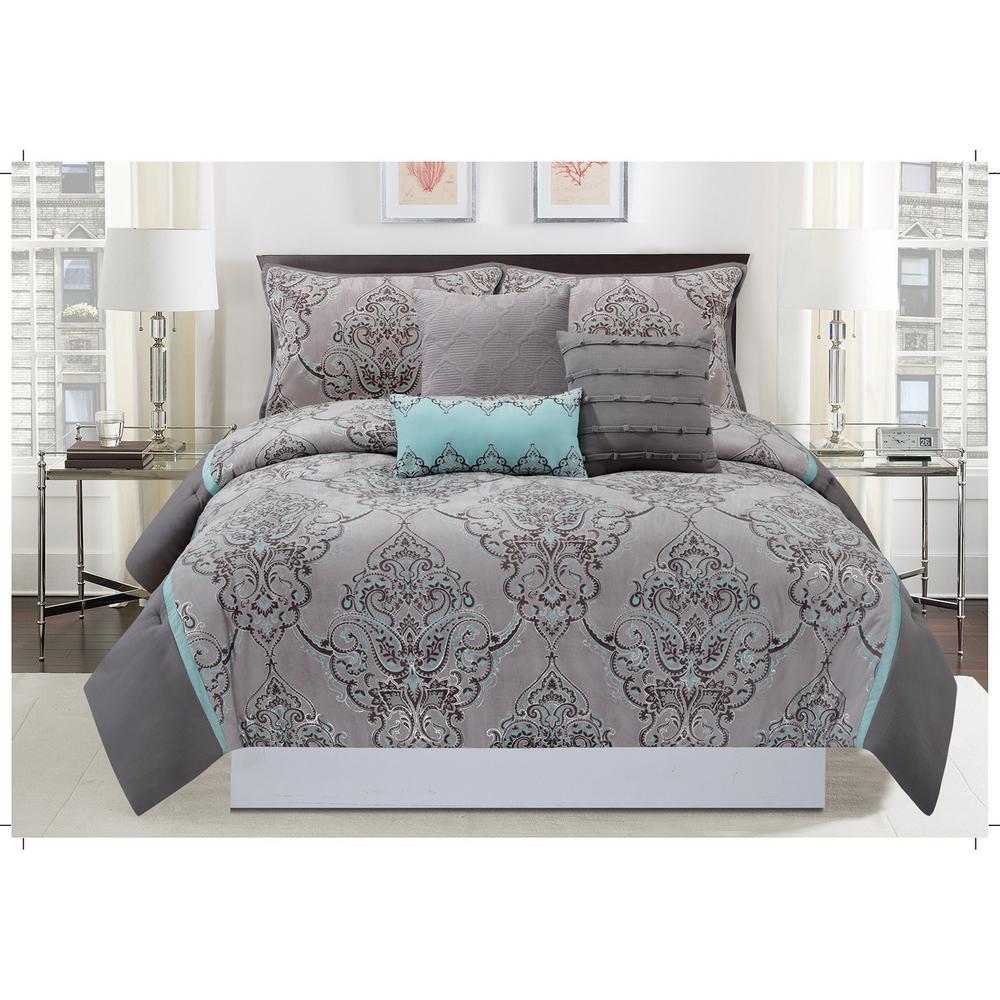 mytex home fashions silver sparkle 6 piece gray and blue mytex home fashions silver sparkle 6 piece gray and blue