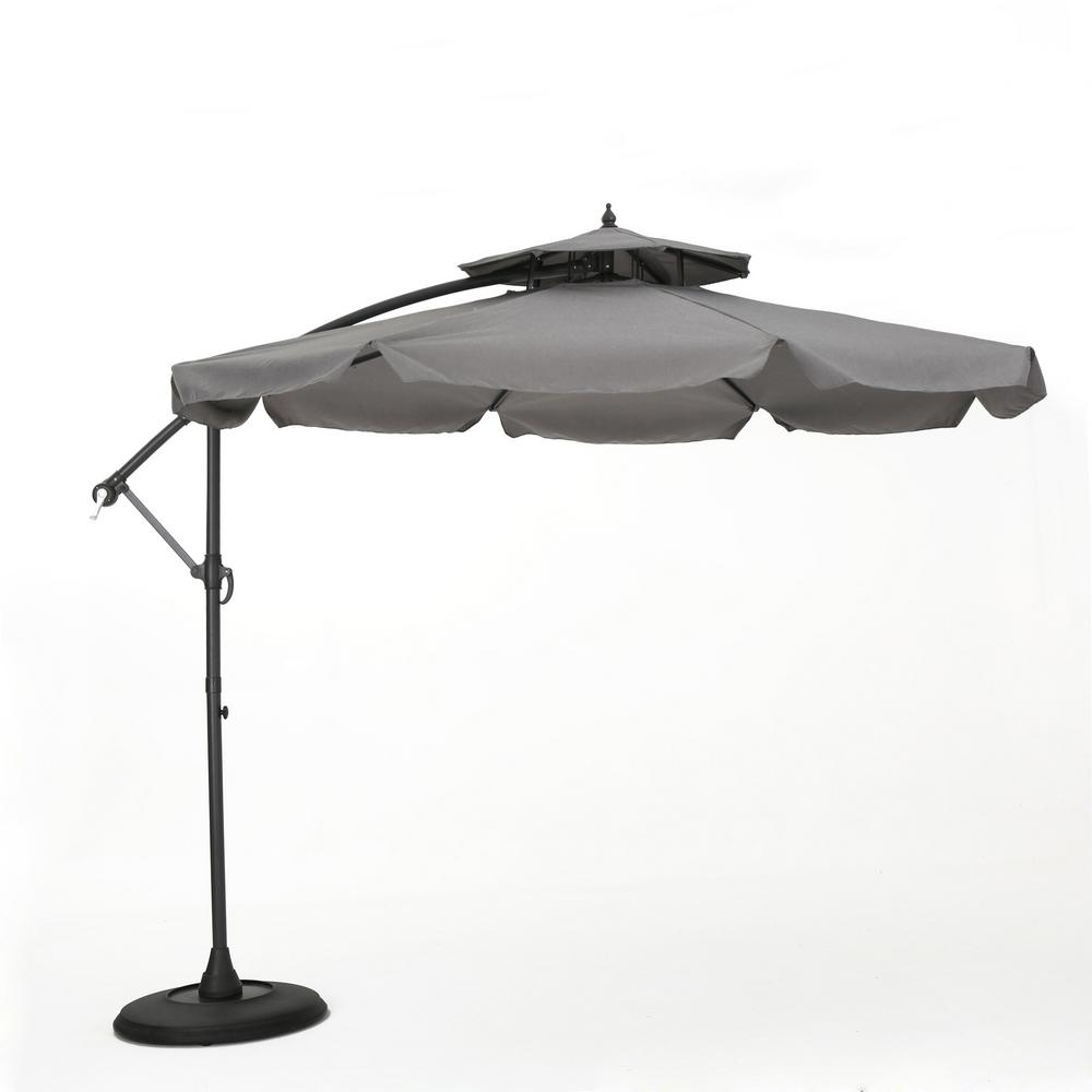 Noble House 8 67 Ft Metal Cantilever Patio Umbrella In Gray 19998 The Home Depot