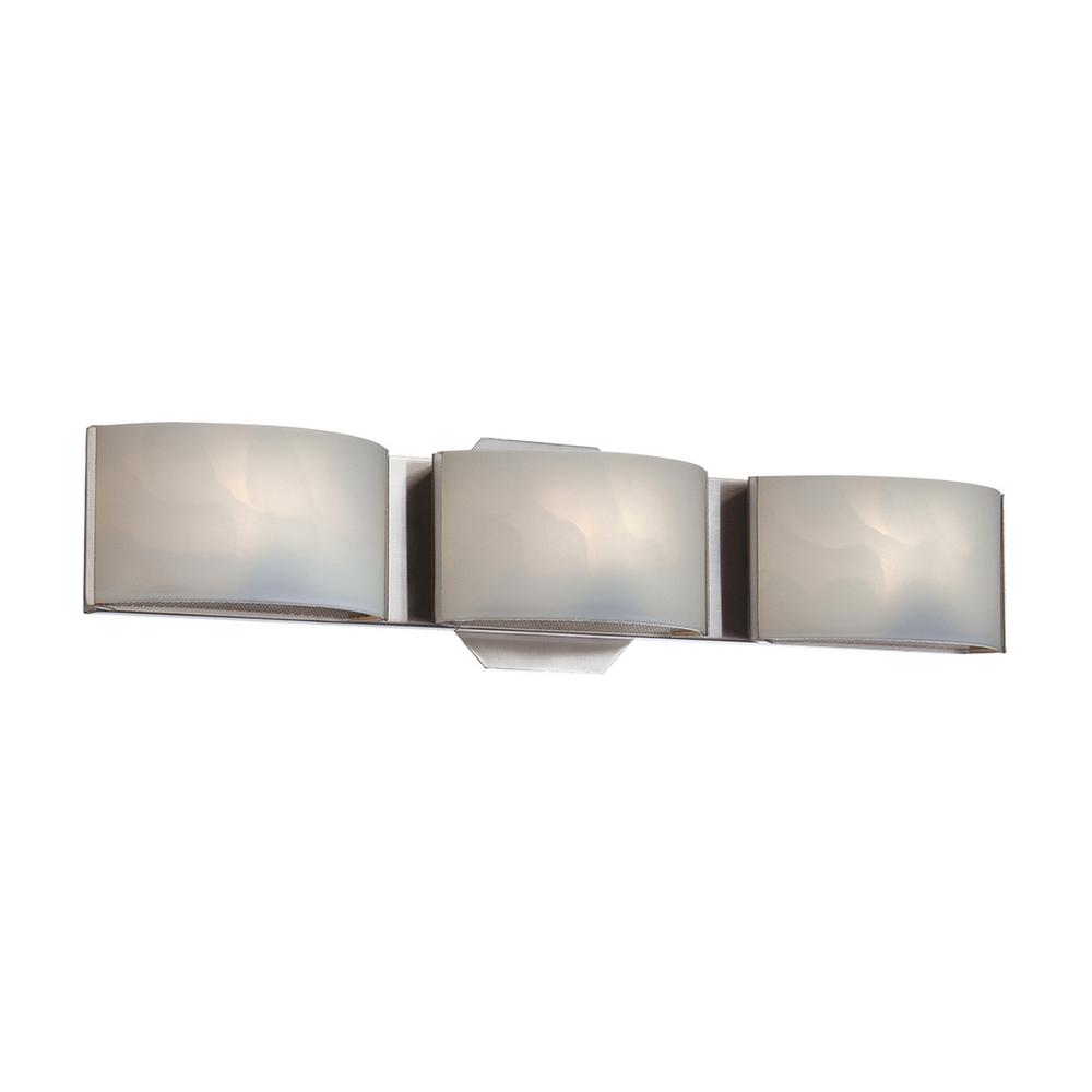 Hampton Bay Dakota 3 Light Satin Nickel Vanity With Frosted Hampton Bay Dakota 3 Light Satin Nickel