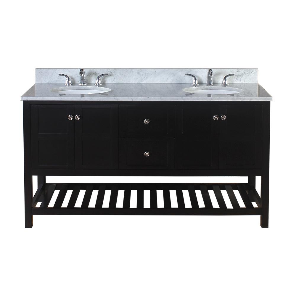 Palmdale 61 in. W x 34 in. H Bath Vanity in Espresso with Marble Vanity