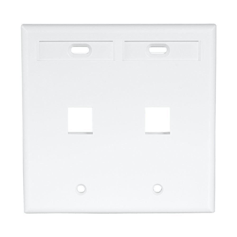 Leviton 2Gang Quickport Standard Size 2Port Wallplate with ID Windows