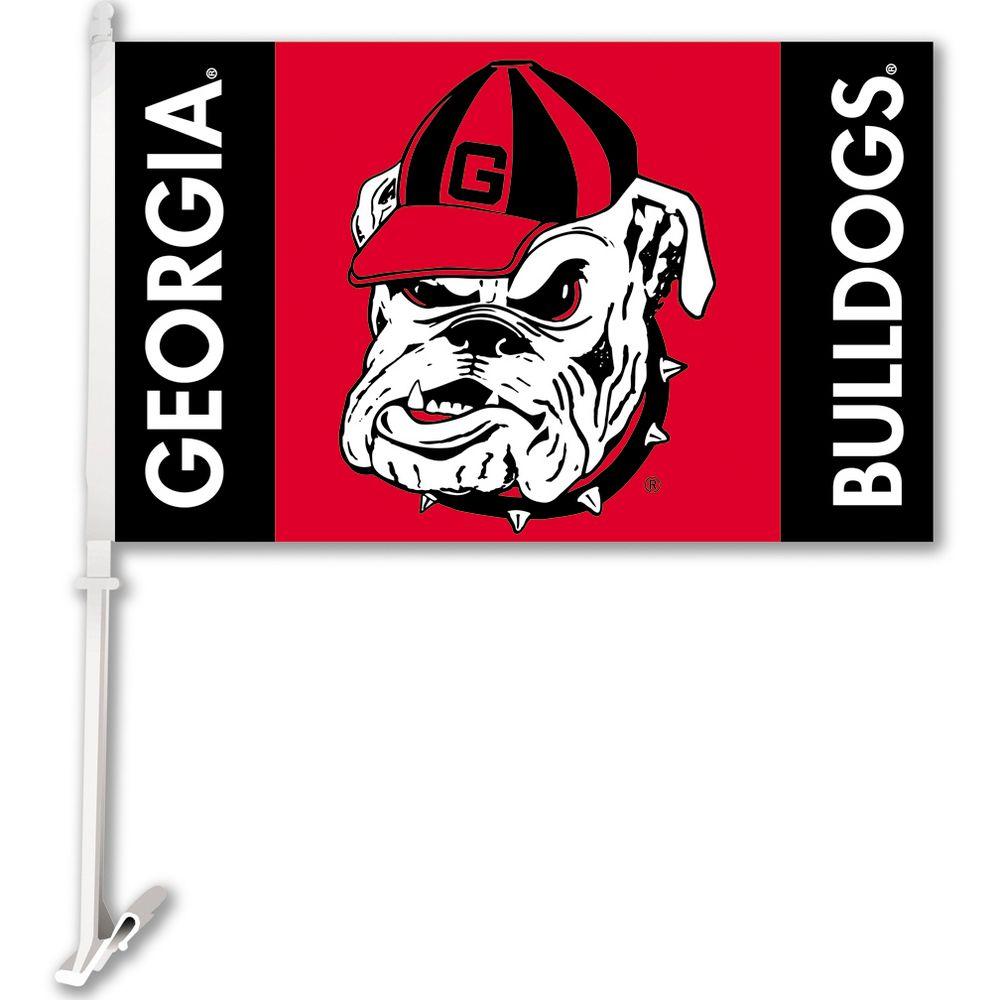 NCAA Georgia Bulldogs Car Flag G Logo with Black Background with Free Wall Bracket