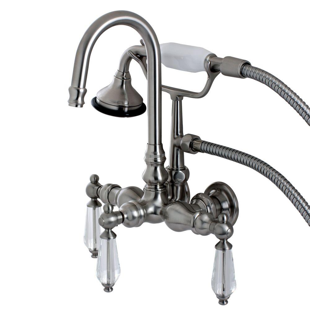 Aqua Eden Crystal 3 Handle Claw Foot Tub Faucet With Hand Shower