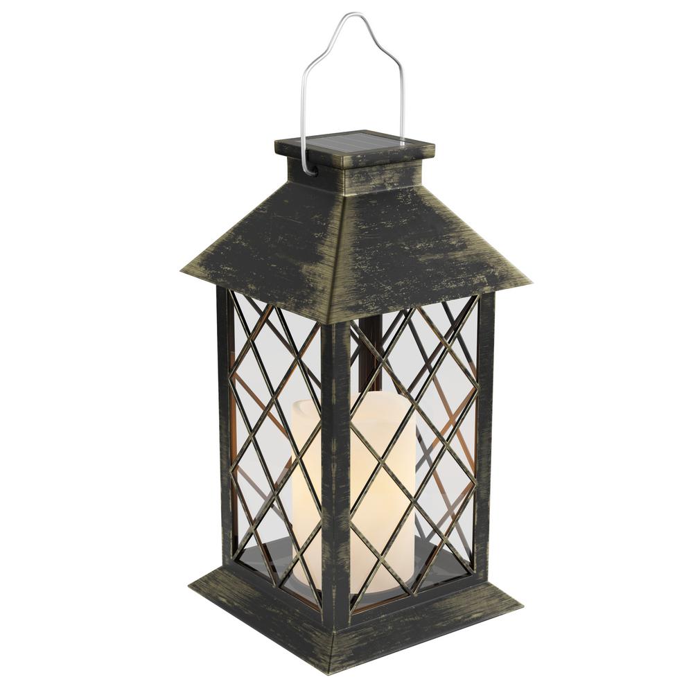 Solar Outdoor Table Lamps The Home Depot Antique Bronze Outdoor Solar Powered Lantern Lamp With Led Pillar Candle