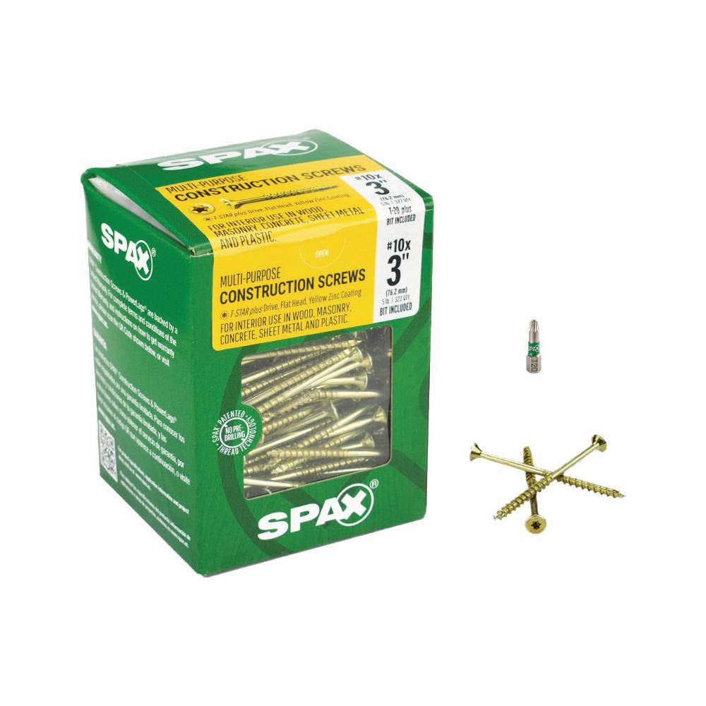 SPAX 10 x 3 in. TStar Flat Head Partial Thread Yellow Zinc Screws (5 lb. Box)4191020500757