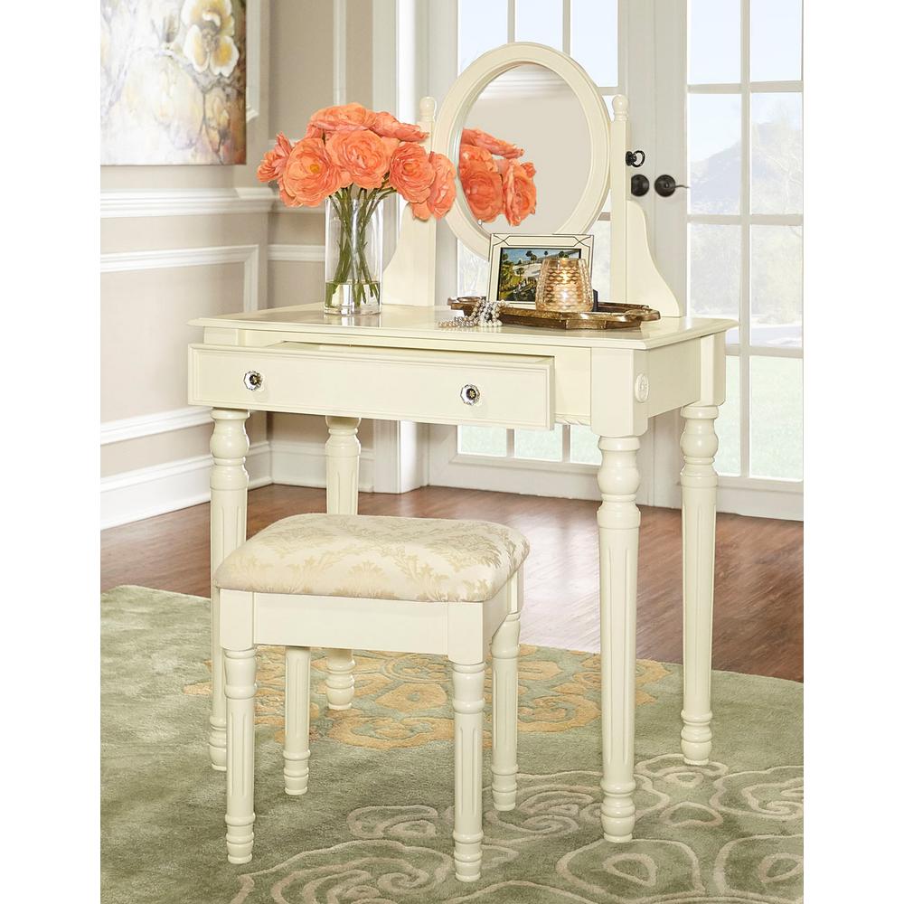 Upholstered Seat The Home Depot Lorraine Bedroom Vanity Set In White