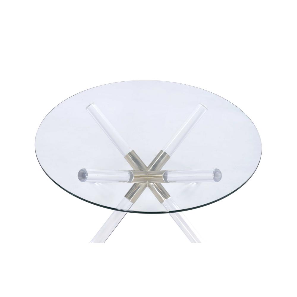 Acme Furniture Kalani 34 In Clear Gold Um Round Glass Coffee Table 81025 The Home Depot - Circular Acrylic Coffee Table