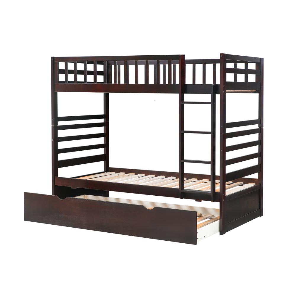 Merax Espresso Twin Over Solid Wood Bunk Bed With Trundle Merax Espresso Twin Over Solid Wood Bunk Bed With Trundle Sk000015aad The Home Depot