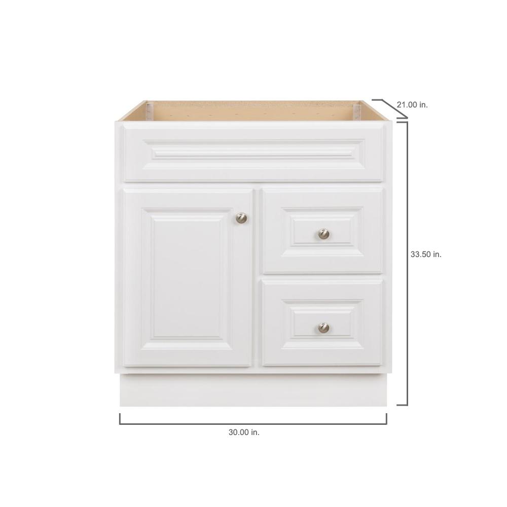 Glacier Bay Hampton 30 In W X 21 D 33 5 H Bathroom Vanity Cabinet Only White Hwh30dy The Home Depot - 30 Inch Wide Bathroom Cabinet