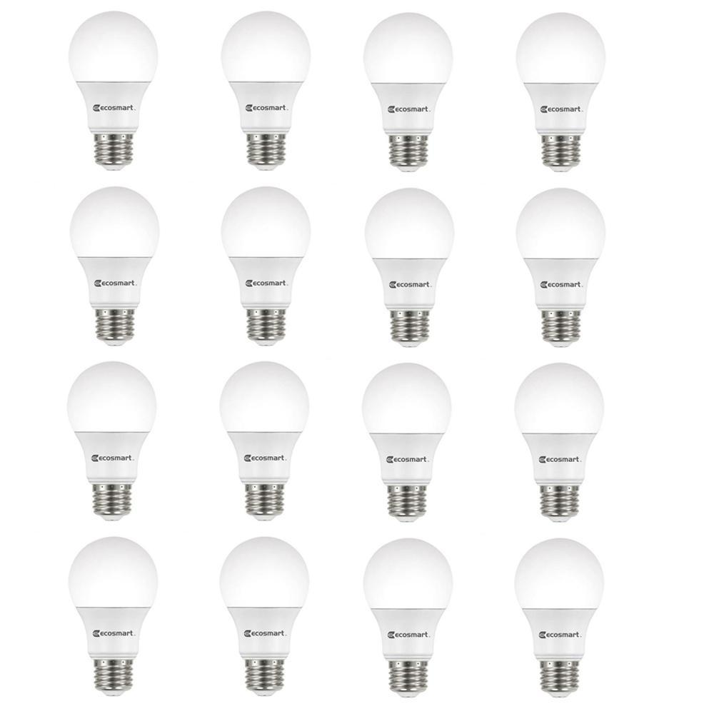 60-Watt Equivalent A19 Non-Dimmable CEC LED Light Bulb Soft White (16-Pack) - A8A19A60WT2044 - Cooking EcoSmart A19 LED light bulbs with standard medium  sku A8A19A60WT2044