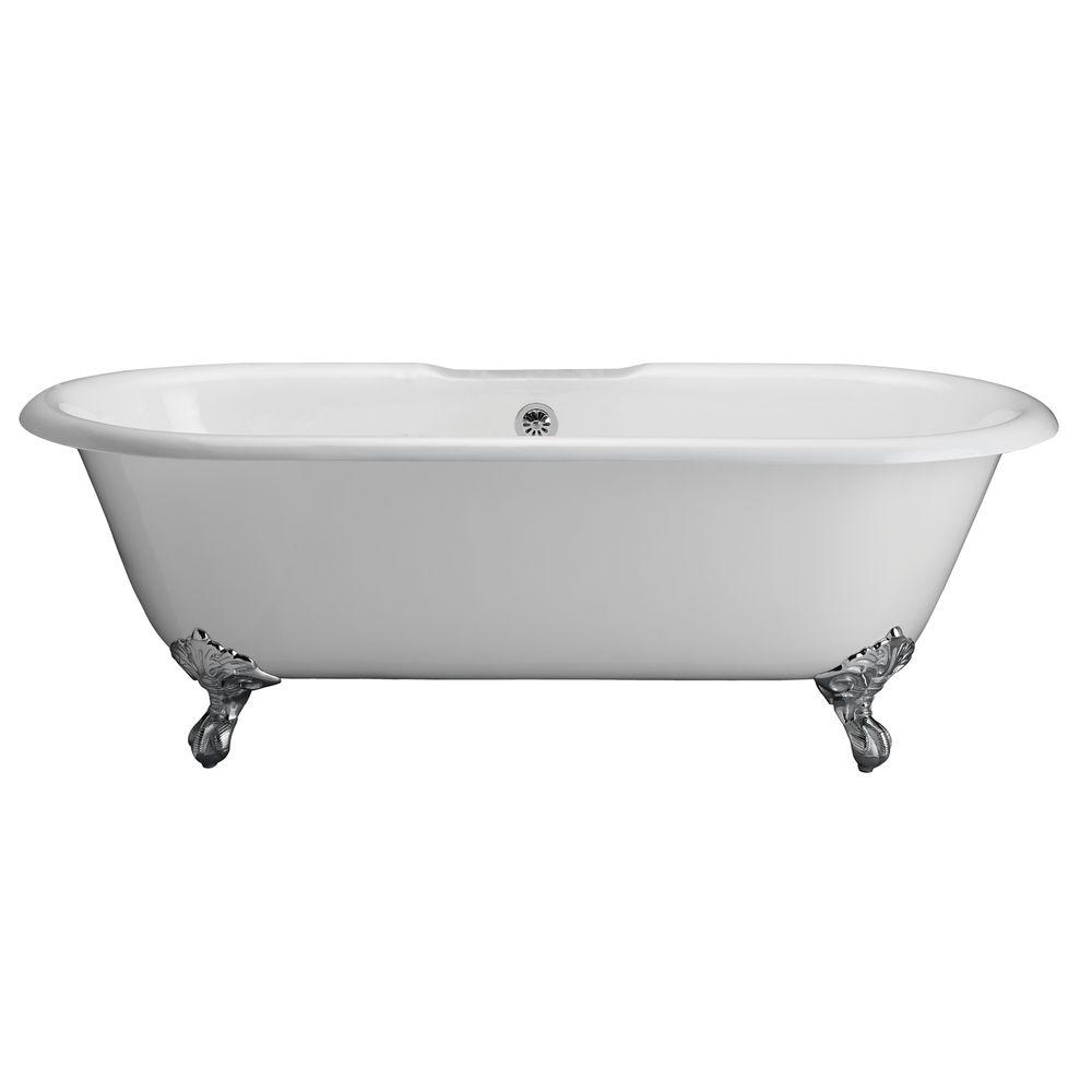 Pegasus 5.6 ft. Cast Iron Imperial Feet Double Roll Top Tub in White