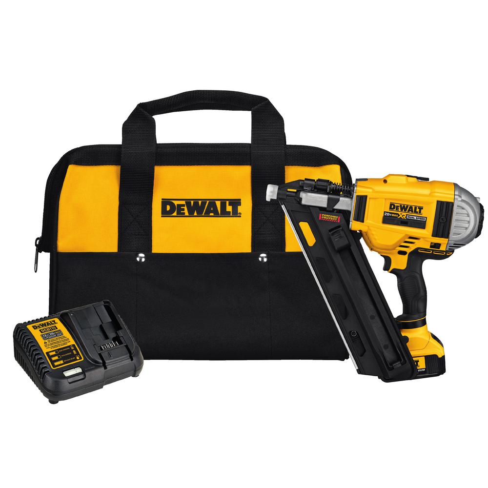 Dewalt 20 Volt Max Xr Lithium Ion Cordless Brushless 2 Speed 33 ° Framing Nailer With Battery 