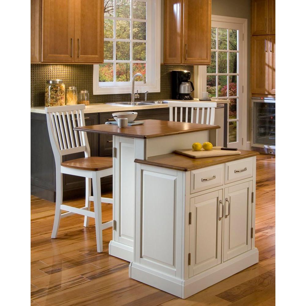 Home Styles Woodbridge White Kitchen Island With Seating5010948 The