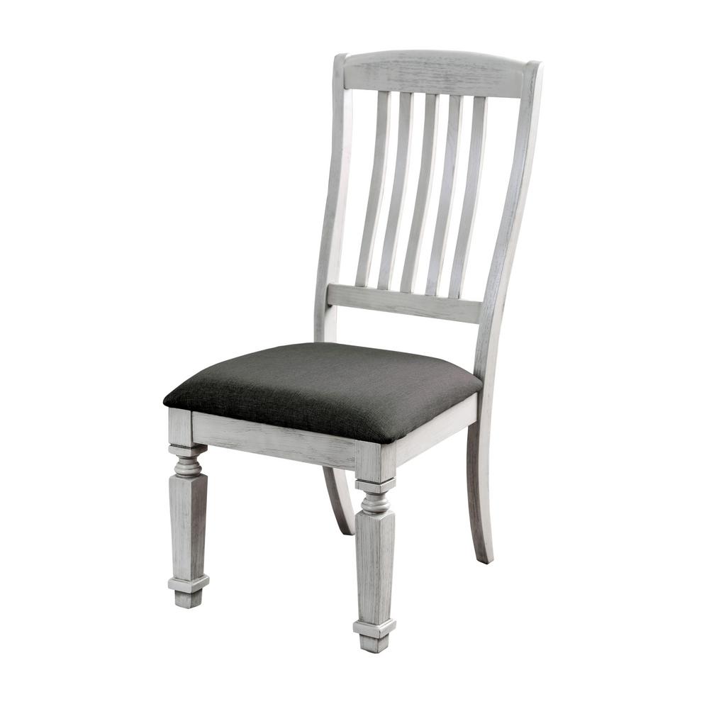 furniture of america dave antique white cushioned farmhouse dining chair  set of 2idf3089sc  the home depot