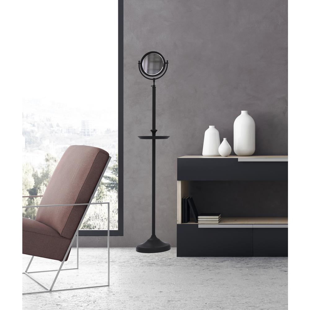 Allied Brass Floor Standing 10 5 In X 56 Make Up Mirror 8 Dia With 4x Magnification And Shaving Tray Antique Pewter