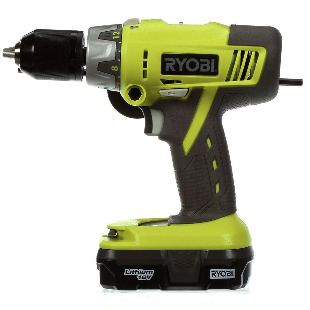 Ryobi Hammer Drill Tool Kit 18Volt ONE+ Cordless 1/2 in. Battery