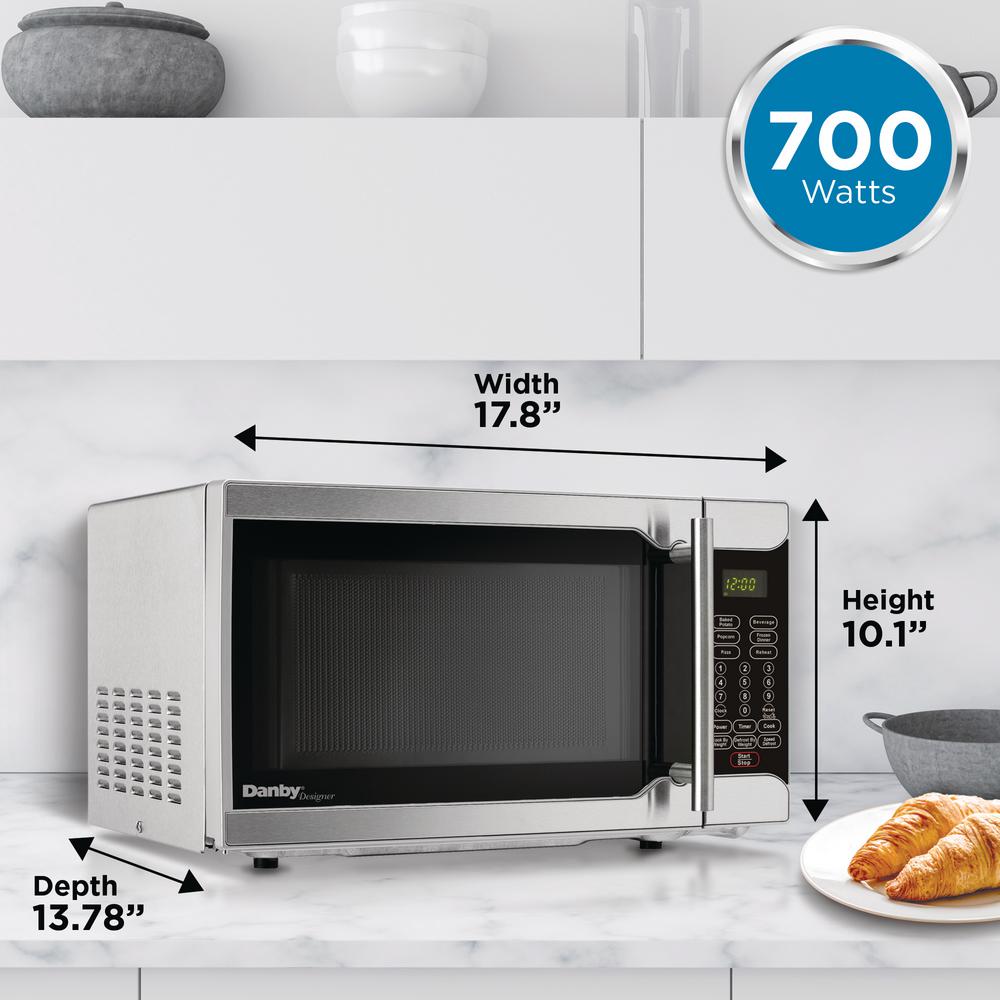 Danby Designer 0 7 Cu Ft Countertop Microwave In Stainless Steel Danby Designer 0 7 Cu Ft Countertop Microwave In Stainless Steel
