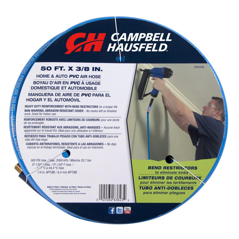 Campbell Hausfeld 3/8 in. x 50 ft. Blue PVC Air Hose with Bend